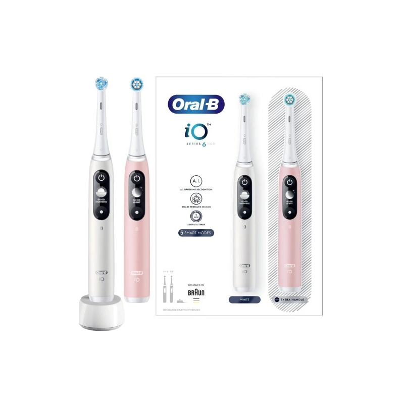 Oral-B iO Series 6 DUO White Pink 2 Szczoteczki magnetyczne zestaw