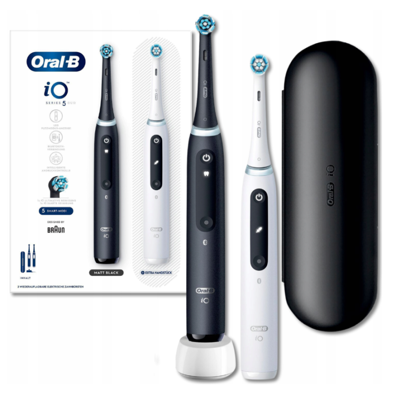 Oral-B iO Series 4 DUO Black-White 2 Szczoteczki magnetyczne zestaw + ETUI