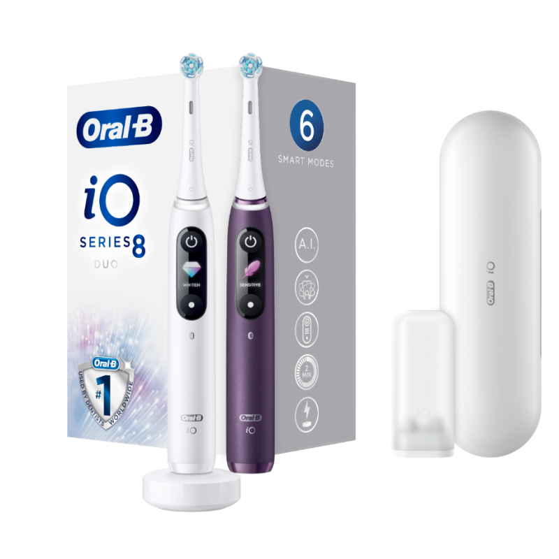 Oral-B iO Series 8 Duo iO8 Biało Fioletowy Zestaw szczoteczek elektrycznych