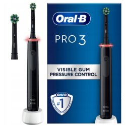 Oral-B Pro 3 3400 Black szczoteczka elektryczna czarna 2 końcówki sensitive