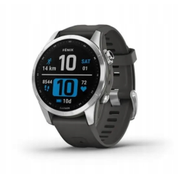 Zegarek Garmin Fenix 7S srebrny z grafitowym paskiem