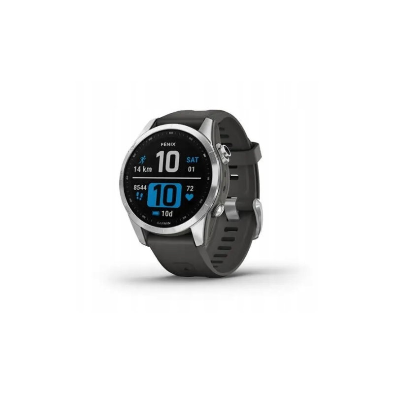 Zegarek Garmin Fenix 7S srebrny z grafitowym paskiem