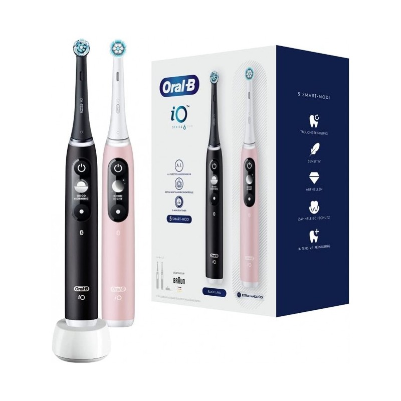 Oral-B iO 6 Series Duo Black Lava Pink Sand Szczoteczka Magnetyczna Czarna Różowa